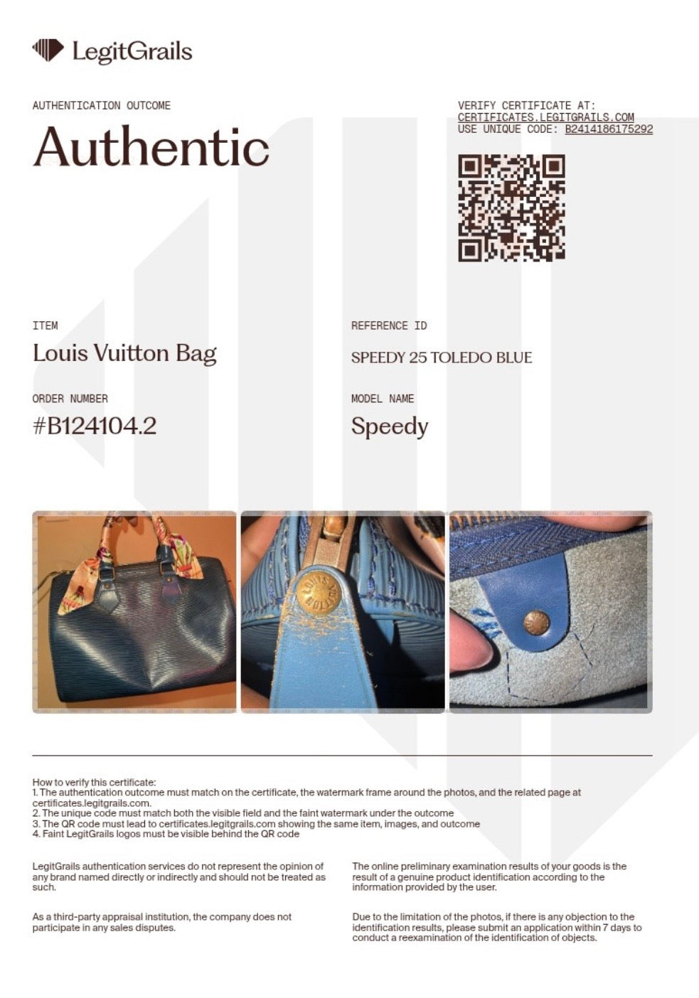 Louis Vuitton Speedy 25 Epi Leather -Toledo Blue