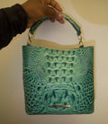 Brahmin Amelia Bucket Bag-Croc Embossed Leather Green