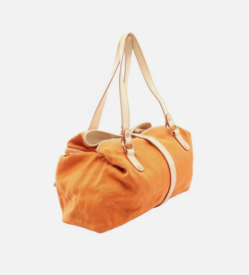 Celine Orange/Beige Canvas and Leather Tassel Tote