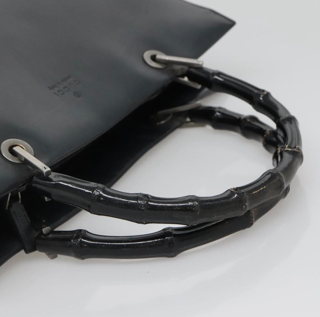 Gucci Bamboo Hand Bag - Black Leather