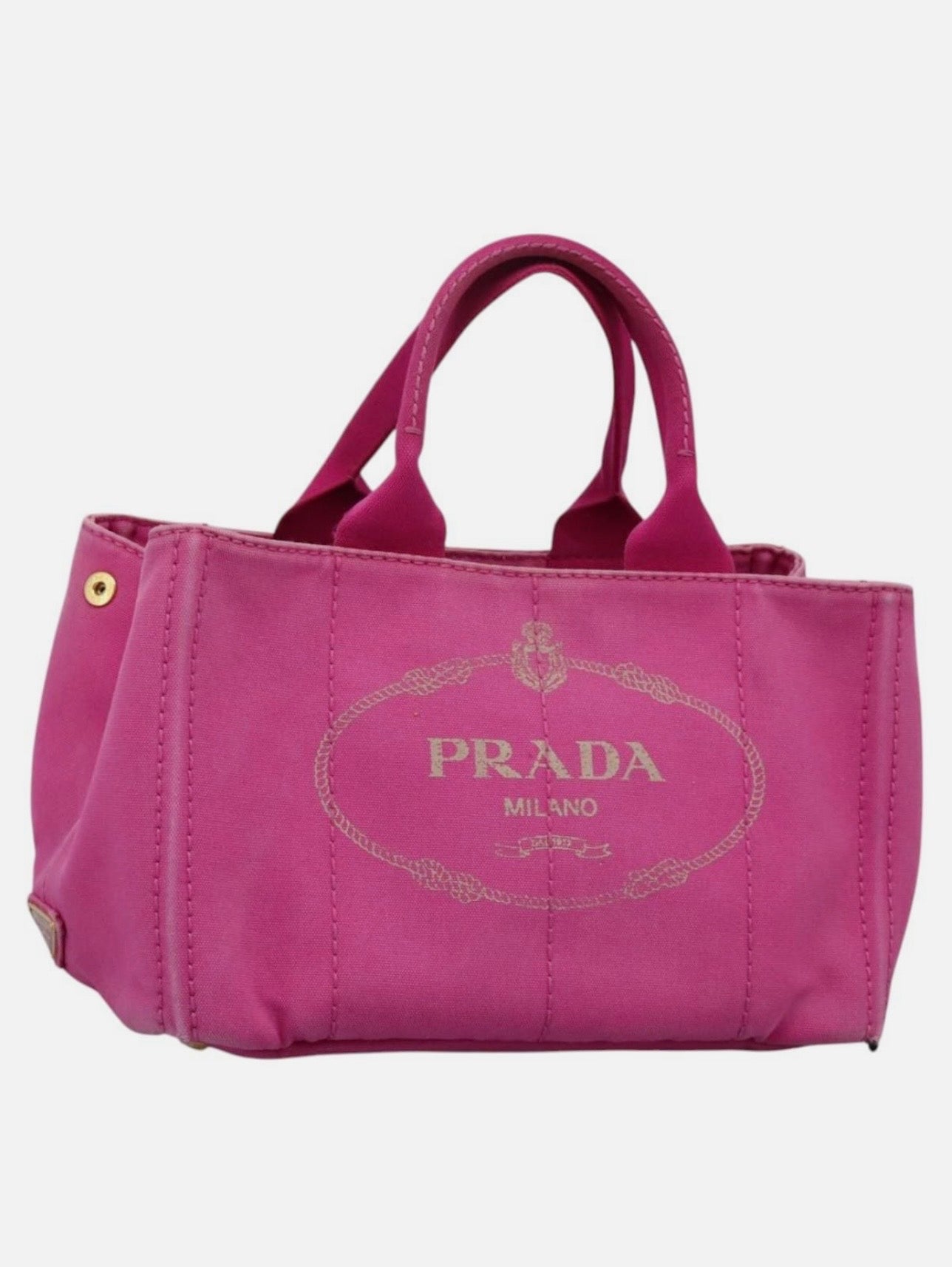 Prada Canapa MM Tote Bag-Pink Gold
