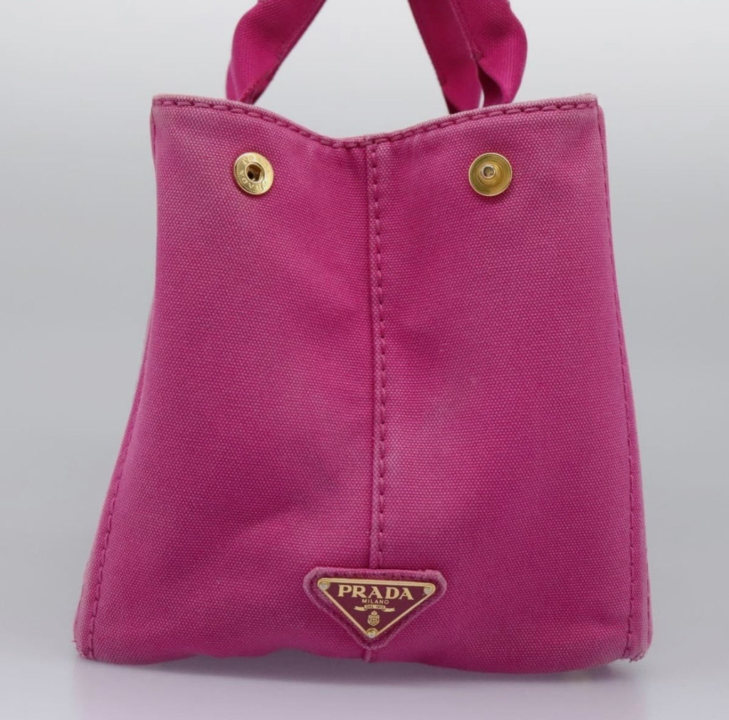 Prada Canapa MM Tote Bag-Pink Gold
